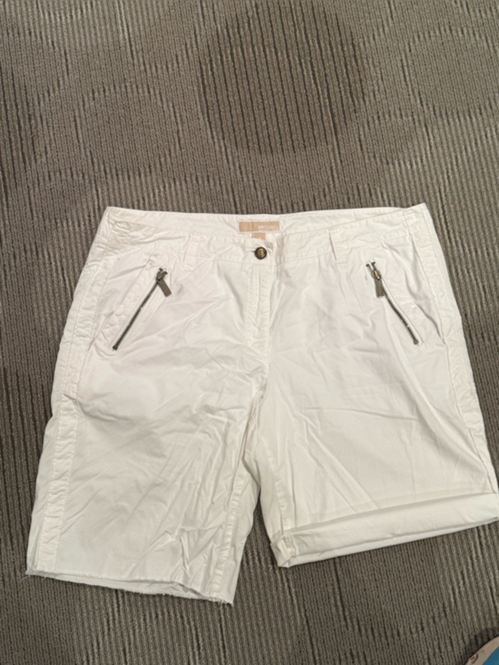 Michael Kors White Shorts with Branded Button
